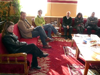 Rev. Maurer Mr. Munaizel & Ms. Sommer Meeting Staff of our Boarding Department